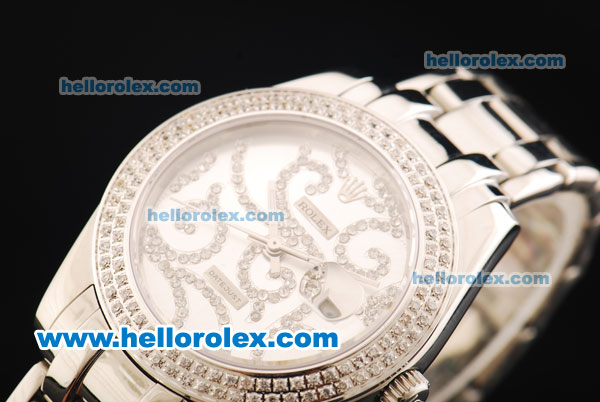 Rolex Datejust Automatic Movement Full Steel with Double Row Diamond Bezel - White Dial - Click Image to Close